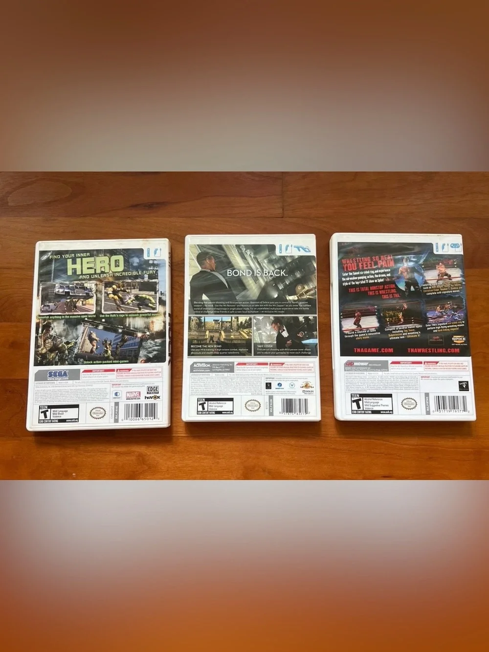 Nintendo Wii Bundle of 3 Video Games | 007 Quantum of Solace, Hulk, TNA Impact